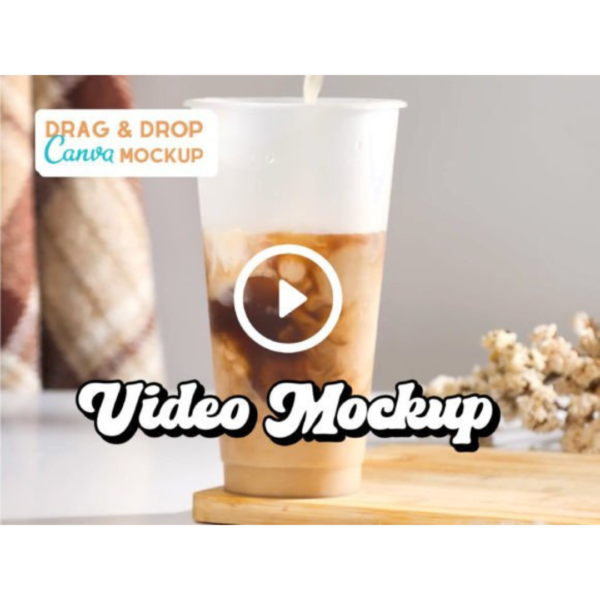 VIDEO 24oz Clear Cold Cup Mockup