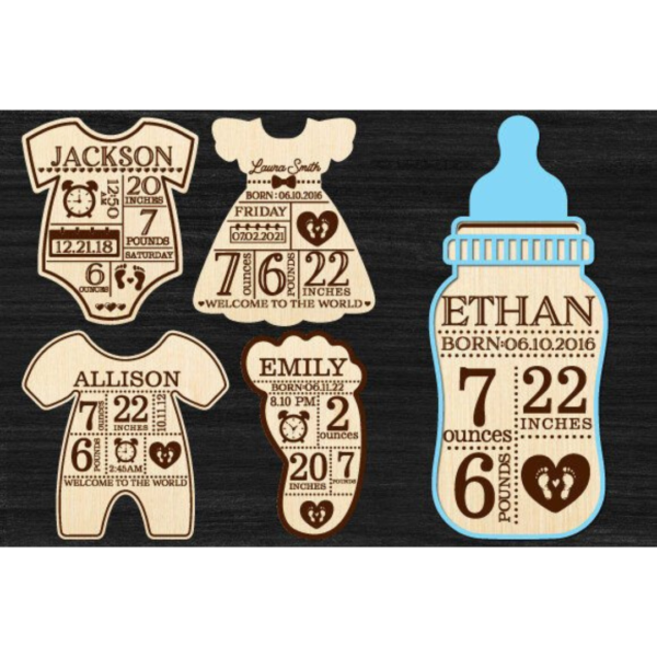 Birth Announcement Ornament Laser Cut