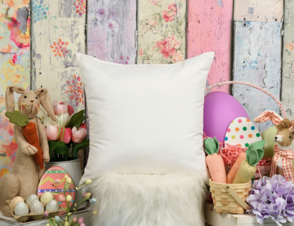 Colorful Easter Square Pillow Mockup