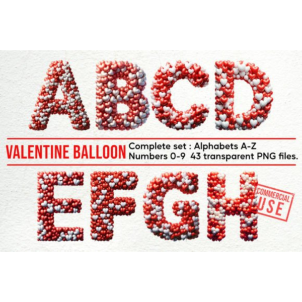 Valentine Balloon Alphabet & Number