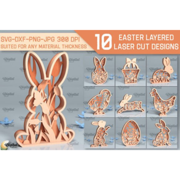 3D Easter Layered Decor Laser Cut